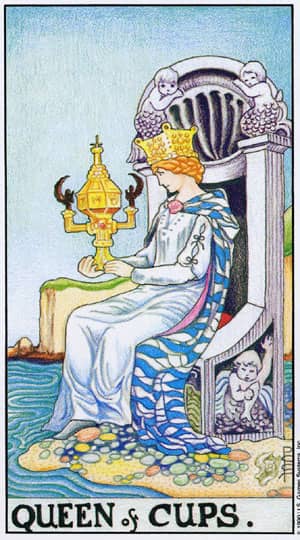 Karta Królowa kielichów – uczucia oraz zamiary osoby